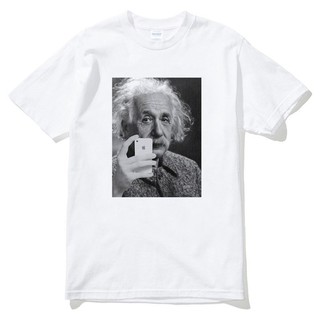 Albert Einstein selfie 短袖T恤 白色 愛因斯坦自拍趣味幽默印花潮T【現貨】