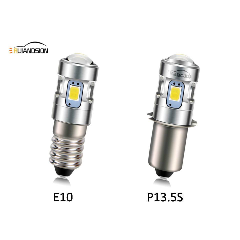 Ruiandsion 1PC 3V 4.5V 6V E10 P13.5S Led 燈泡用於聚焦手電筒手電筒燈 500lm