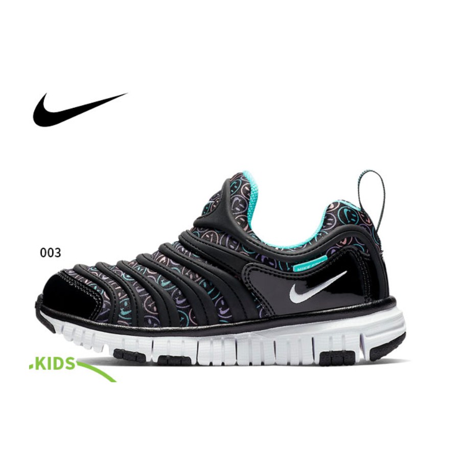 【鞋印良品】NIKE Dynamo Free PS 毛毛蟲鞋 中童 AA7216003 黑藍 笑臉 兒童跑鞋 免綁鞋帶