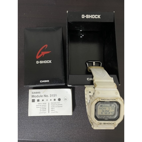 二手CASIO 卡西歐 G-SHOCK GLX-5600運動錶 潮汐錶白色防水錶三鐵錶原廠盒裝