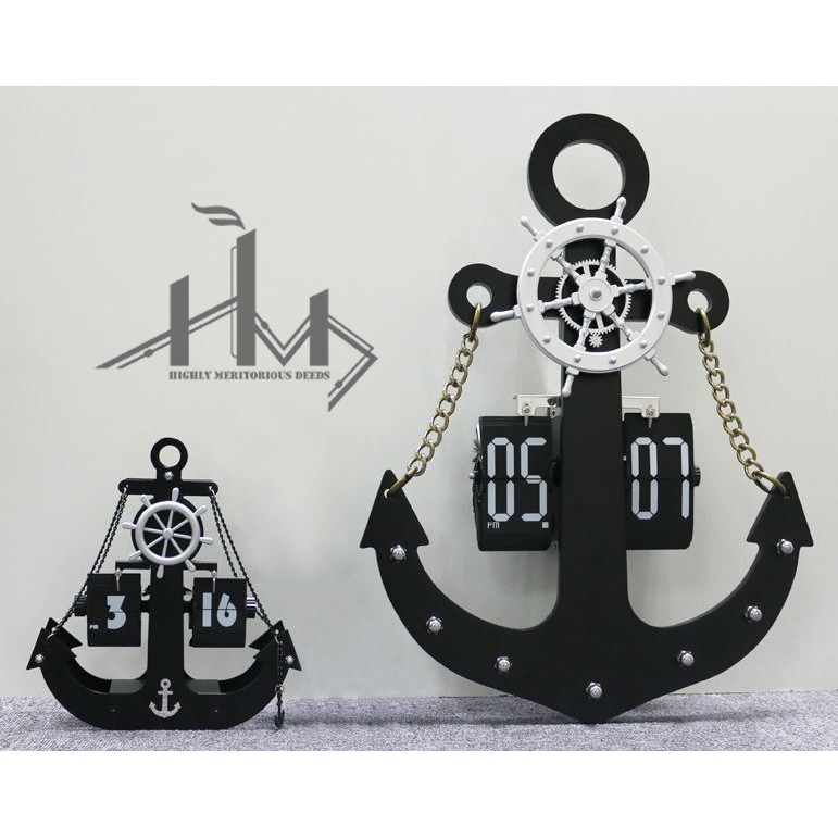豐工偉業HMD \ K3003 工業風鐵件船錨造型擺、掛鐘(兩款)