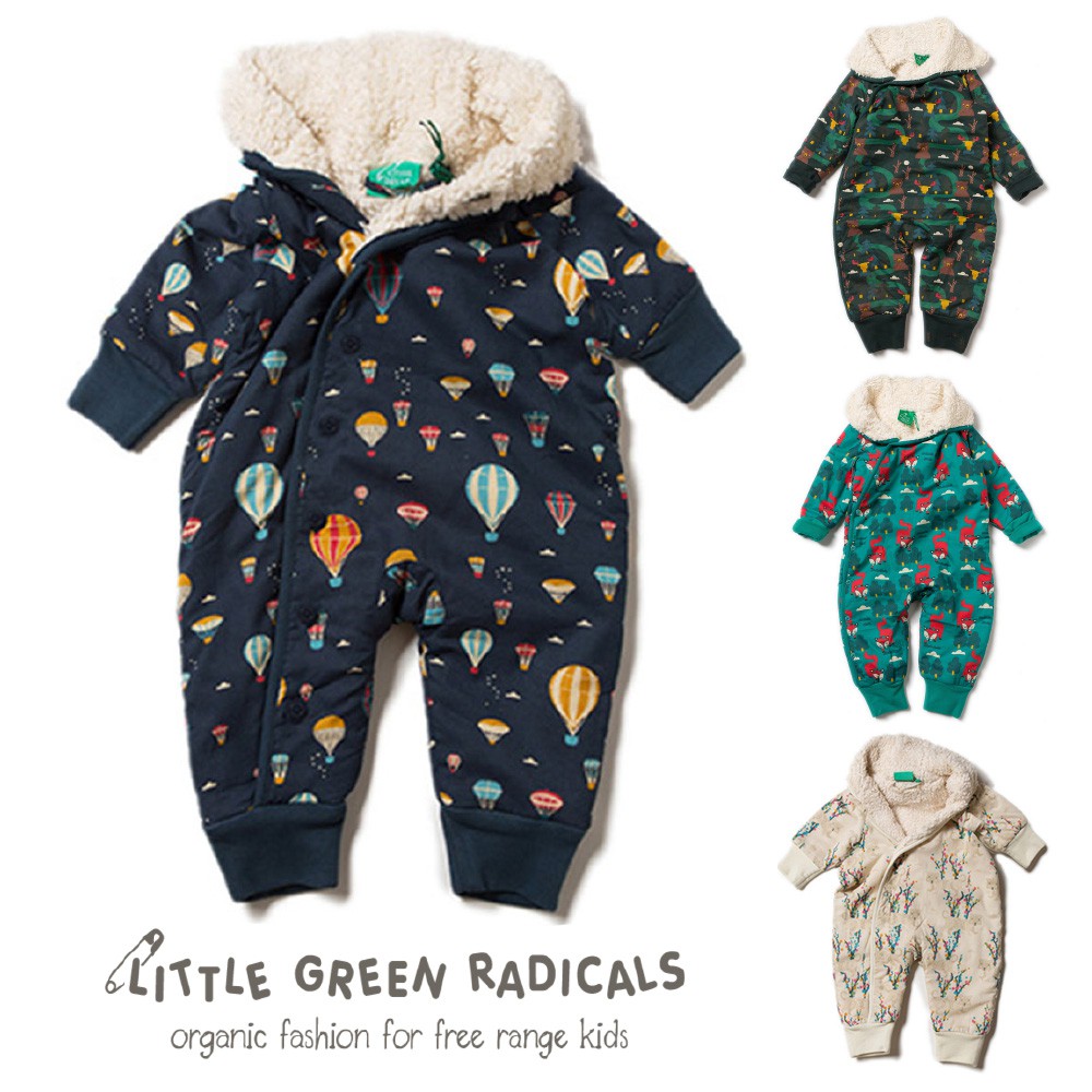 英國 Little Green Radicals 保暖有機棉連帽連身 嬰兒雪衣 多款可選