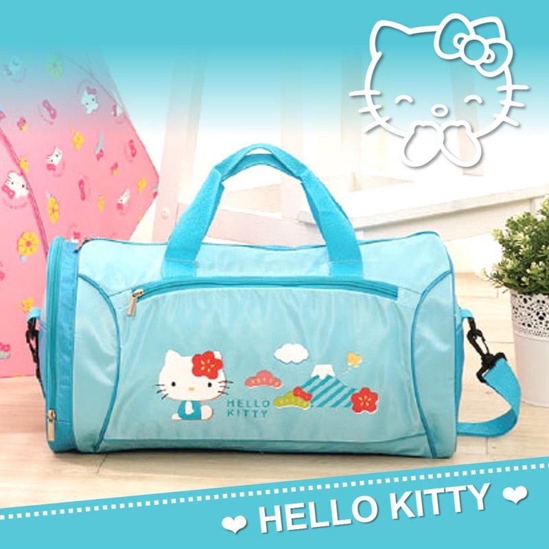 全新Hello Kitty 時尚悠遊旅行袋/旅行包/提袋(藍)