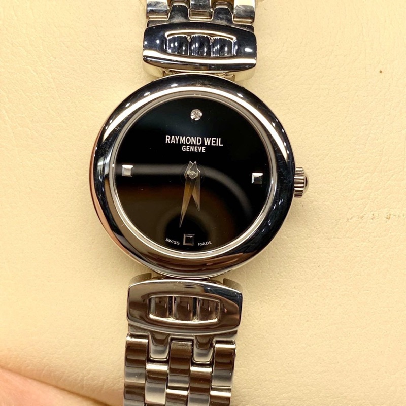 【三折出清】Raymond Weil-蕾蒙威-瑞士名錶 不鏽鋼 黑面 女錶