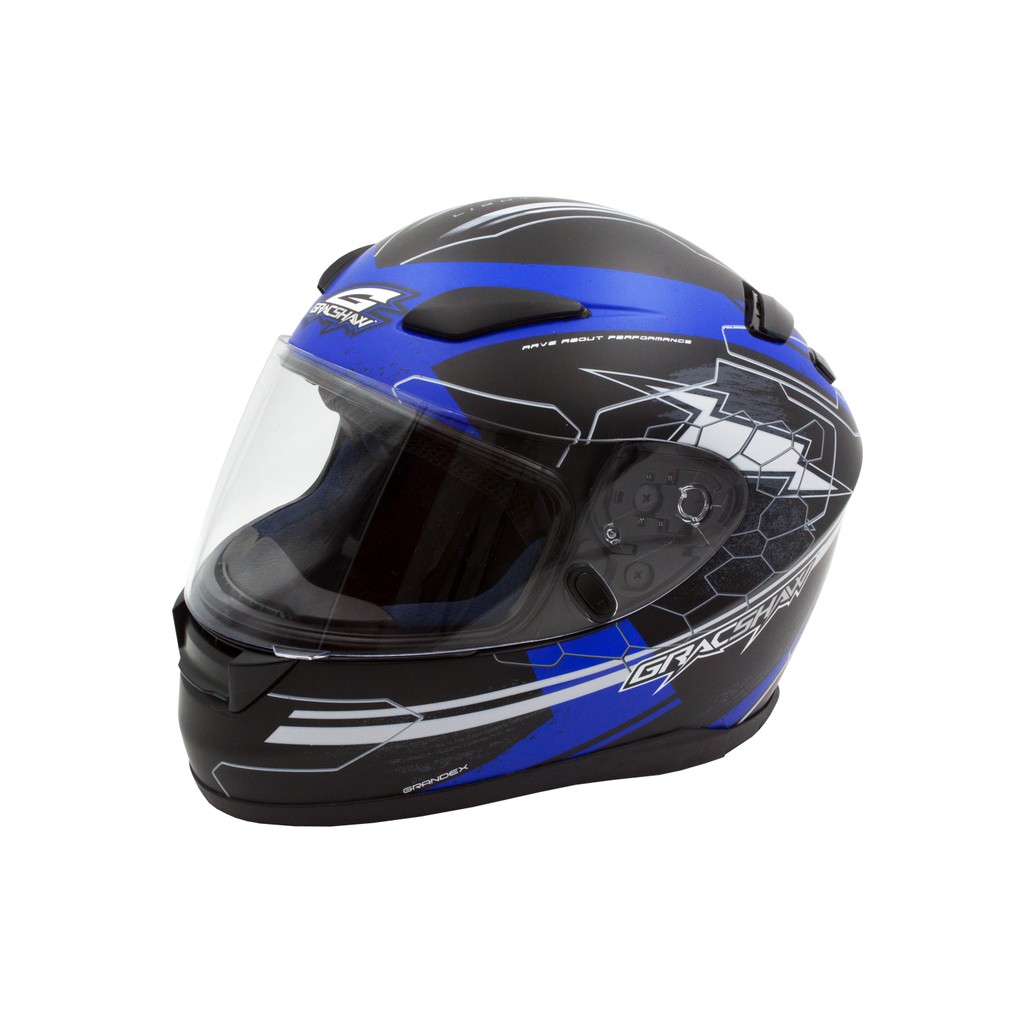 GRACSHAW G9009 平黑藍 閃電 彩繪 全罩安全帽  全罩 進口 插消排扣 流線型外觀 【 歐樂免運】