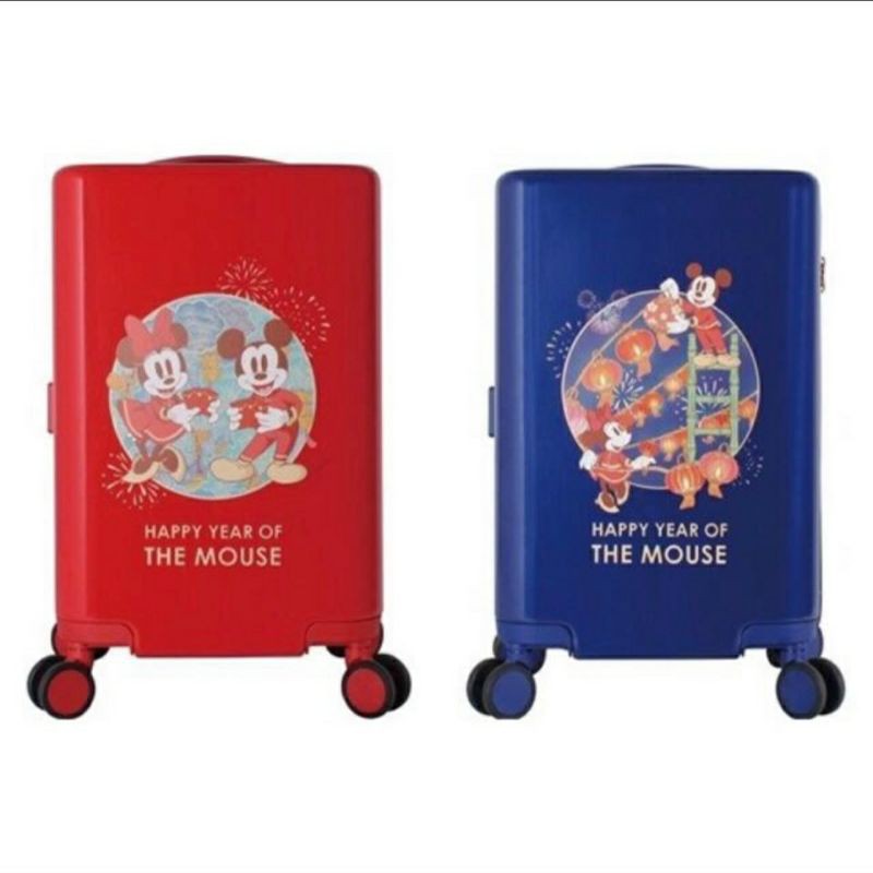 Disney米奇米妮復古限定版拉鏈登機箱18.5吋-復古紅【全新現貨】