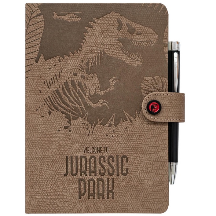 侏羅紀公園JURASSIC PARK 仿皮革精美A5筆記本(附恐龍LOGO投射筆)