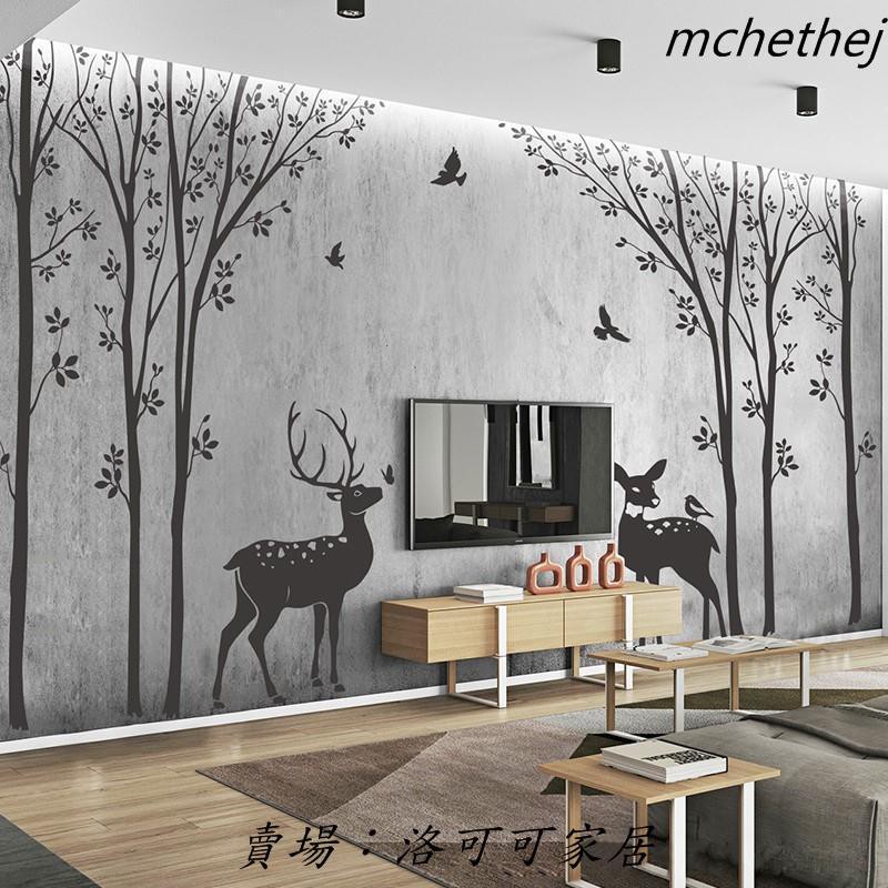 洛可可家居 樹林小鹿壁紙自粘溫馨浪漫客廳沙發臥室床頭餐廳貼畫裝飾墻貼 新款特惠 蝦皮購物