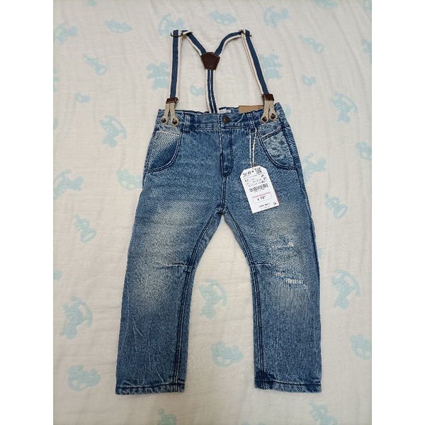 全新 Zara 2-3T 98cm 男童 吊帶牛仔褲 贈Why and1/2 牛仔外套 90cm