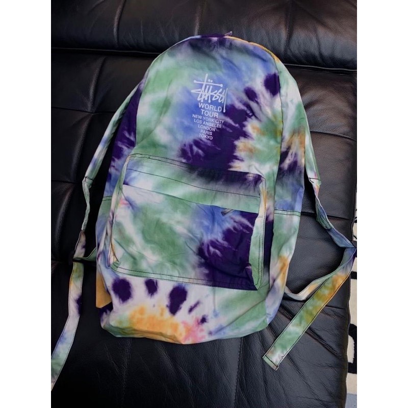 Stussy World Tour Tie Dye backpack 渲染 後背包 輕旅行背包 媽媽包 爸爸包
