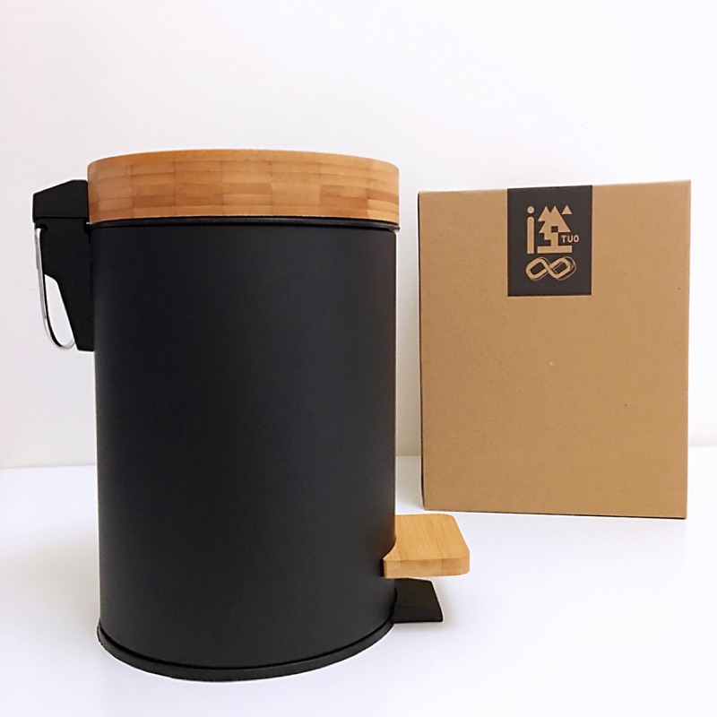 【現貨】工業風環保竹蓋垃圾桶 工業風 垃圾桶 紙簍 桌上型垃圾桶 廚餘桶