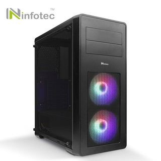 infotec英富達 T1 暗星 電腦機殼 ATX 二大 附LED風扇*2 拆卸式行動硬碟框架 可裝光碟機*2