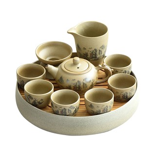 新上架-茶具 粗陶家用茶具套裝陶瓷茶盤功夫茶具高檔泡茶器整套復古茶壺茶杯