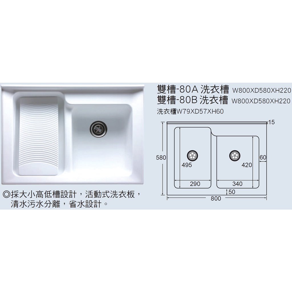 【CORINS 柯林斯浴櫃】 80cm 人造石洗衣槽浴櫃組 GN-80A 結晶鋼烤 單槽雙槽【都會區免運費】 洗衣盆浴櫃