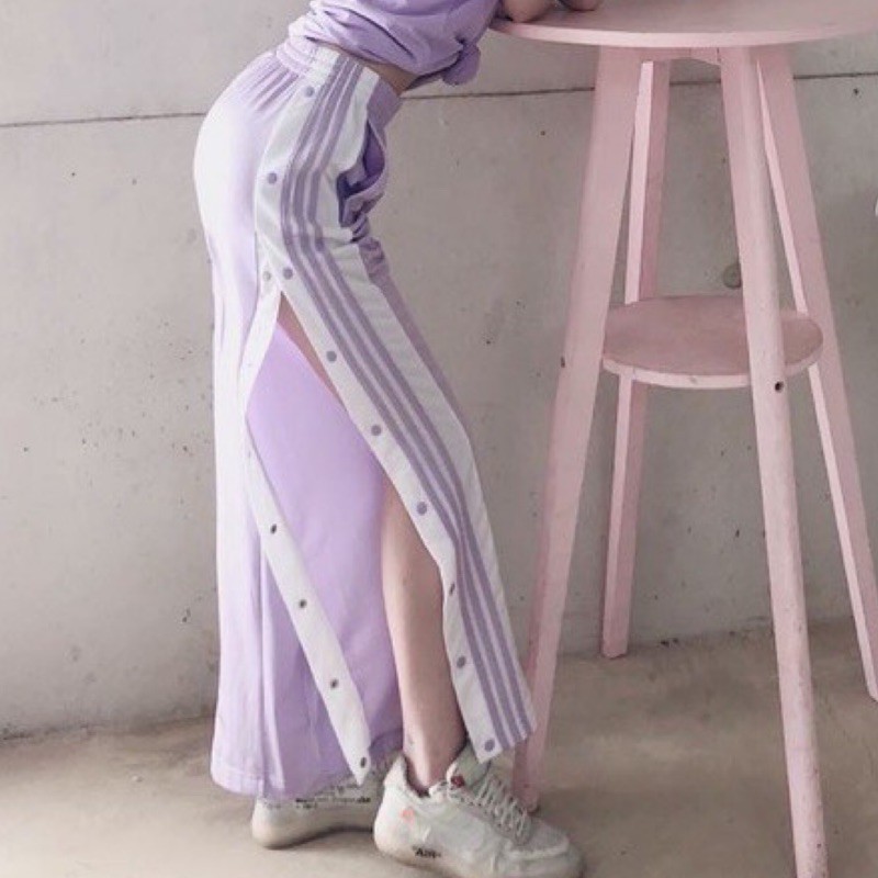 Adidas 排扣褲（紫M)