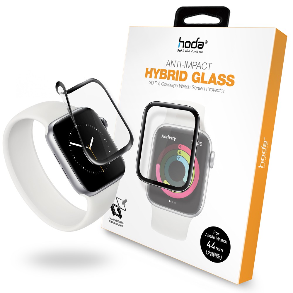 hoda【Apple Watch S4/S5/S6/S7/SE 多尺寸】3D曲面類玻璃保護貼 (附貼膜神器)