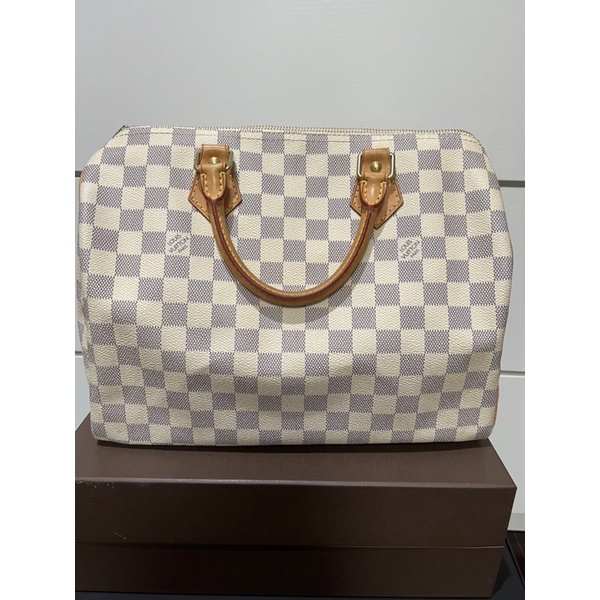 Louis Vuitton-LV SPEEDY 30 白棋盤格包包 經典款