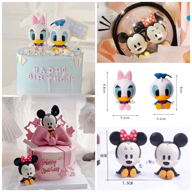 Daisy Donald Duck Minnie Mickey Mouse 可動人偶迪士尼娃娃兒童玩具公仔蛋糕禮帽禮物兒