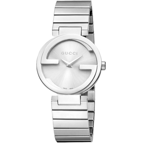 GUCCI Interlocking-G 流行時尚元素腕錶/銀色/YA133503