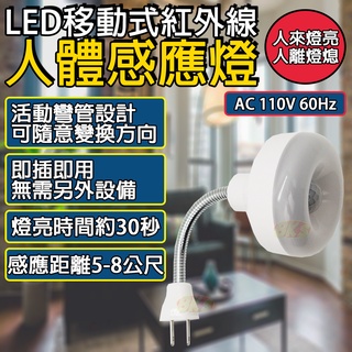 《附發票》LED移動式紅外線感應燈 智慧感應 活動彎管設計，可隨意調整感應方向 插電式設計，即插即用