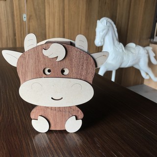 【全館現貨】卷木森活館【小牛存錢筒】 造型 DIY 組裝 手作 DIY 組裝 存錢罐 文具 木製 玩具 動手做 擺