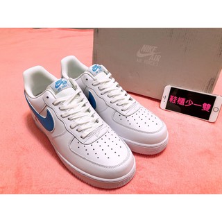專櫃正品NIKE AIR FORCE 1 AF1 空軍 白 天空藍 藍勾 板鞋 休閒 情侶 AO2423-100