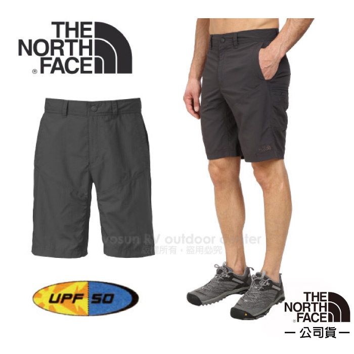 【美國 The North Face】男款輕量透氣快乾10吋短褲 抗UV休閒短褲 /瀝灰_CFT2