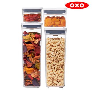 【OXO】POP 正方按壓保鮮盒 0.4L/1.0L/1.6L/2.1L/ 原廠公司貨/廚房用具/收納盒/按壓