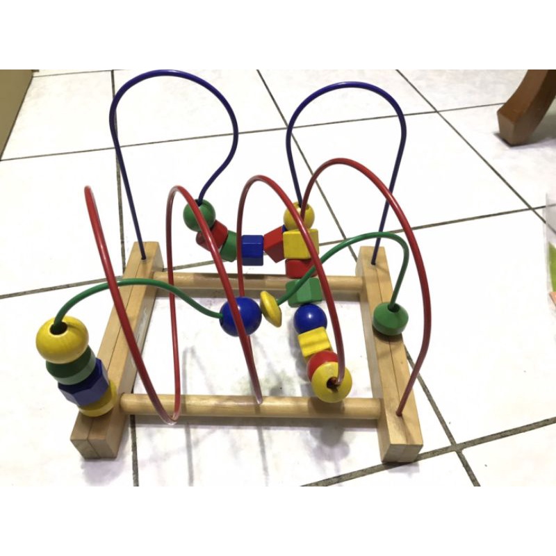 二手 ikea滾珠玩具 IKEA 木製繞珠 滾珠木頭玩具 串珠玩具 益智玩具 小寶寶滾珠 串珠台