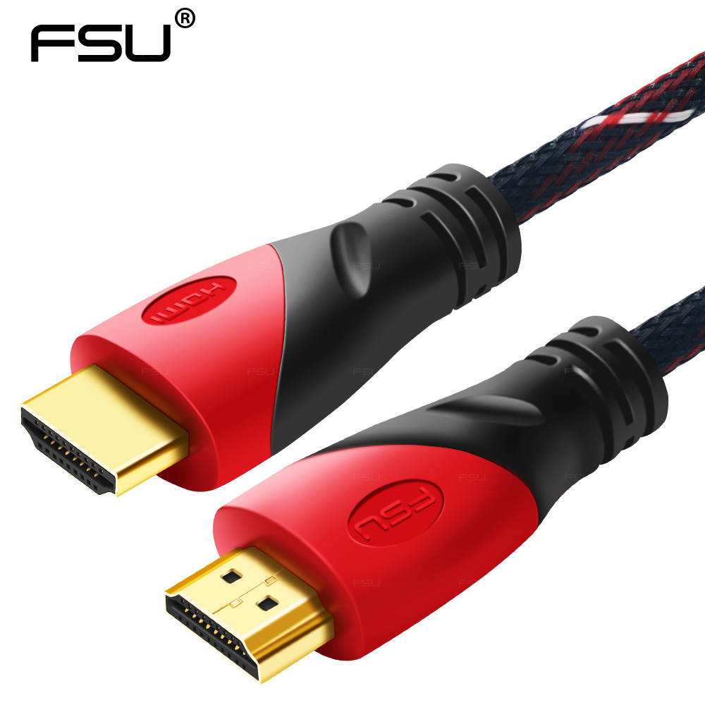 Fsu 0.5m 1m 1.5m 2m 3m 5m 超薄尼龍高速 HDMI 電纜鍍金連接 1080P 3D 數字電纜用於
