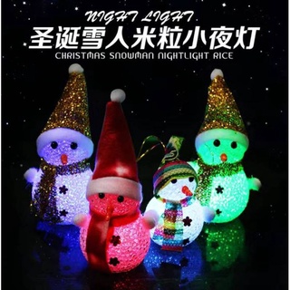 聖誕節水晶雪人米粒閃光LED小夜燈