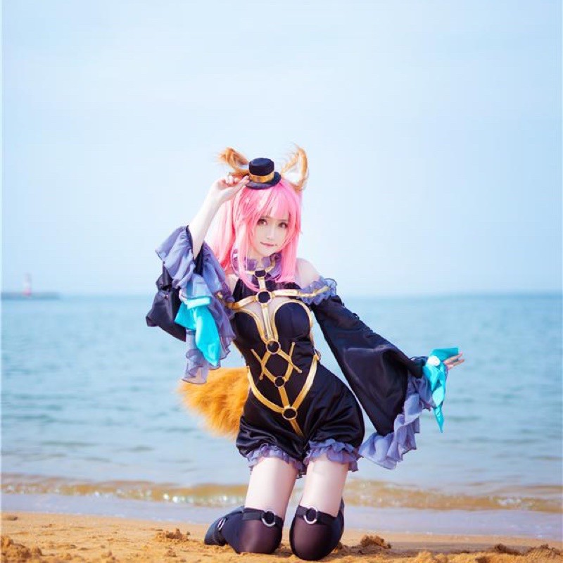 惡魔玥｜漫囧 FGO fate 玉藻前 漆黑魔術師 拘束服 cos服 拘束服 假髮