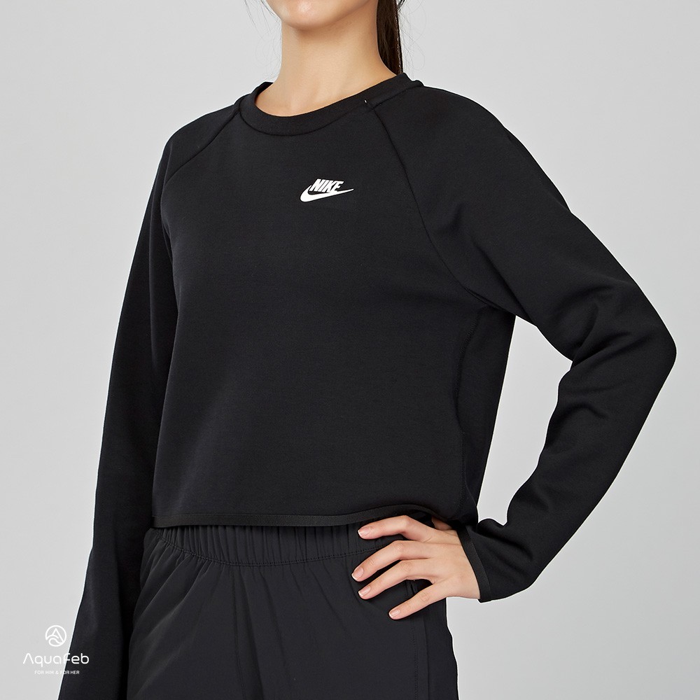 Nike Tech Fleece Crew 女子 黑色 運動 休閒 長袖 上衣 BV3452-010