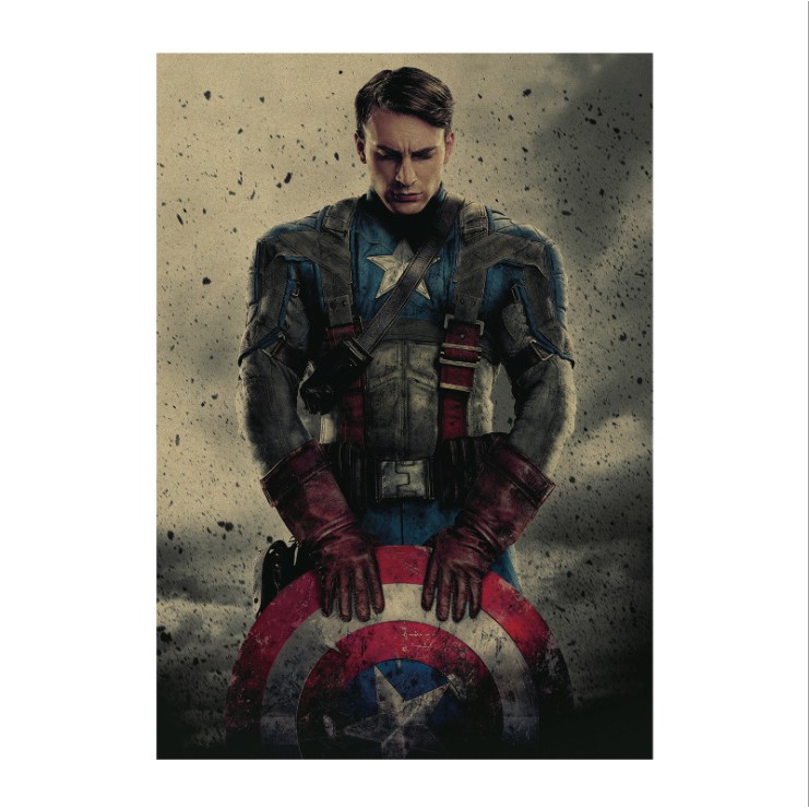 美國隊長 MARVEL 漫威 超級英雄 鋼鐵人 黑豹 復古海報 牛皮紙海報 店面裝飾 壁貼 A40