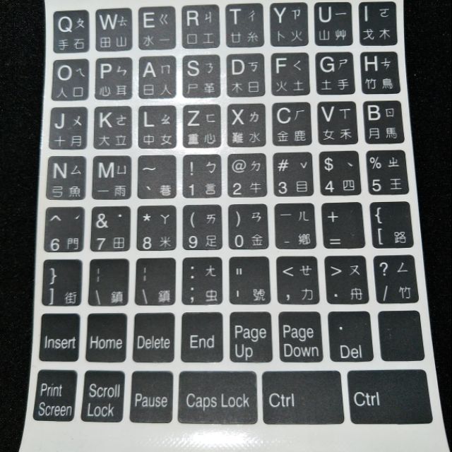 優質中文鍵盤貼紙~不反光~黑底白字