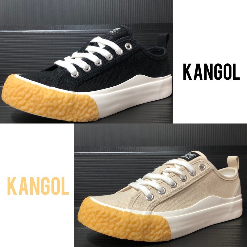 【全能MAX】Kangol 女 餅乾帆布鞋 穿搭 休閒 鞋帶 潮流 黑-6122160420奶茶-6122160431