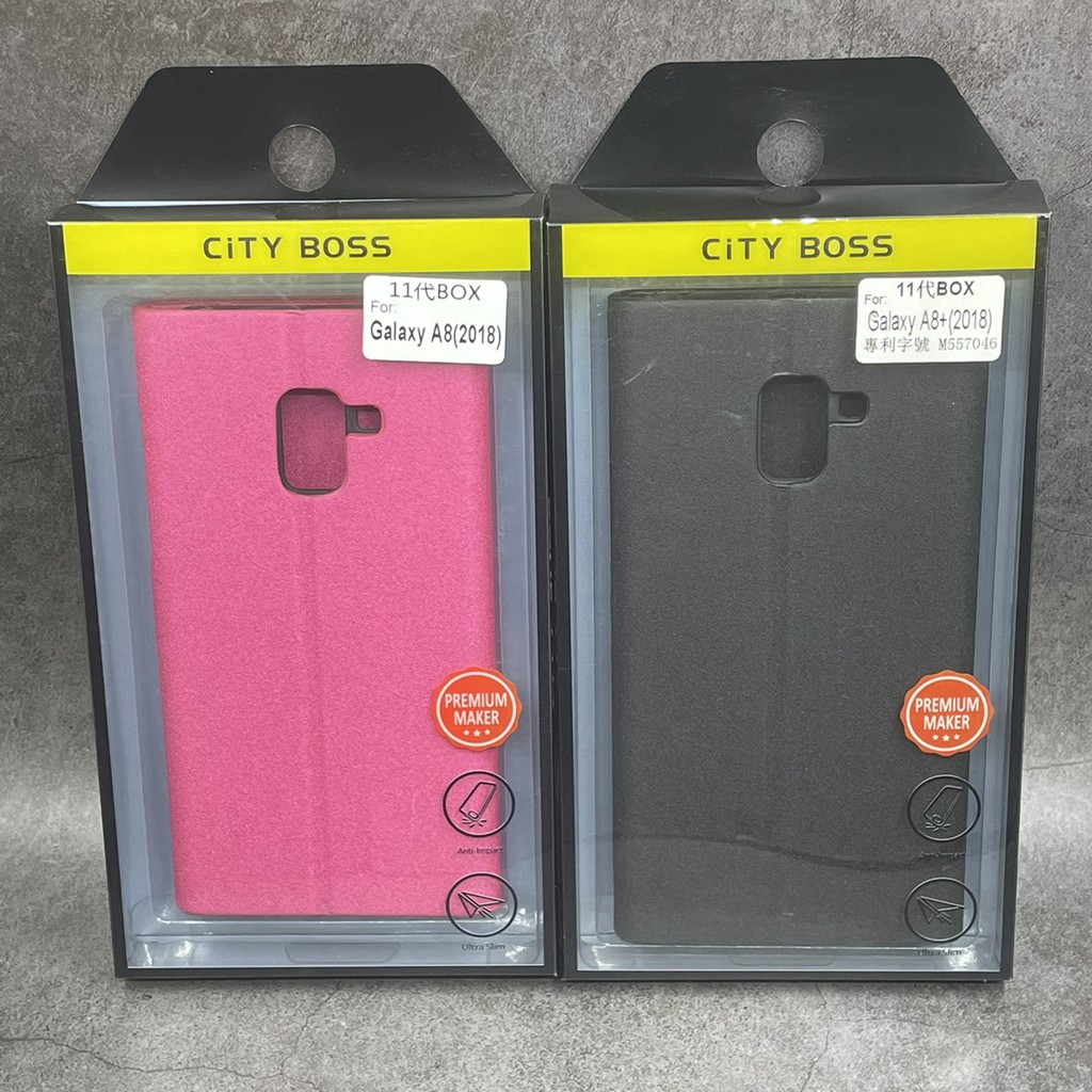 City Boss Samsung Galaxy A8 Plus (2018) 11代BOX 隱扣側掀皮套 磨砂 保護套