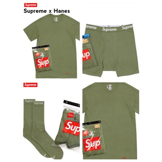 全新正品 2022 S/S 春夏 現貨Supreme x Hanes Tagless Tee 內搭 內衣 內褲 襪子軍綠