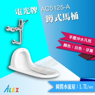 ALEX 電光牌 AC5125-A 蹲式馬桶 《馬桶+手壓凡而》【東益氏】公共廁所 餐廳 另售 單體馬桶