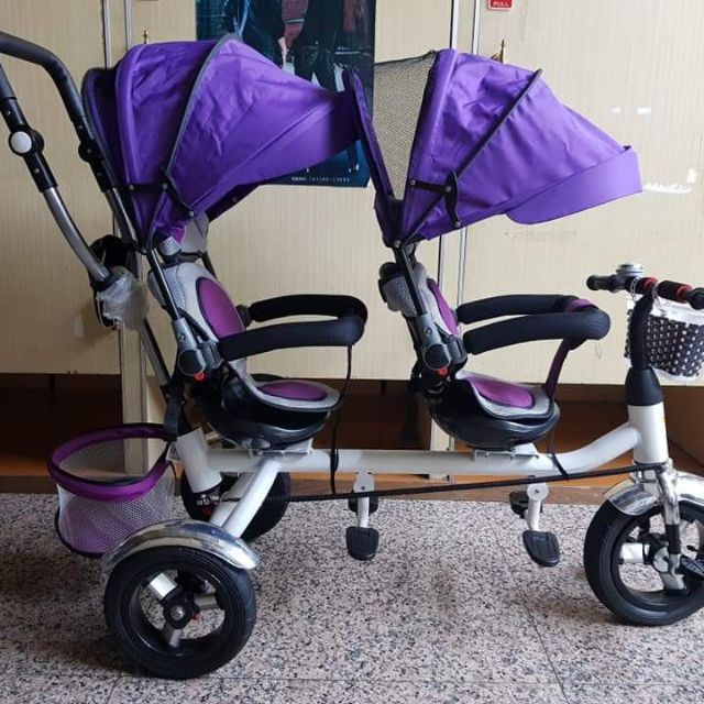 台北地區免費送到府，二手 兒童雙人三輪車 雙胞胎三輪手推車