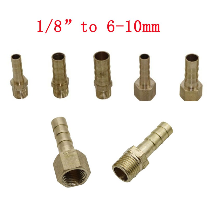 2 件 1/8" 母頭/公頭黃銅管接頭至 6-10 毫米帶刺管件管接頭