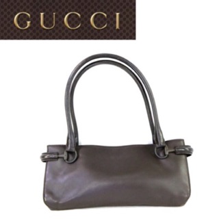 義大利【GUCCI】美拉德風咖啡色頂級質感真皮肩揹包