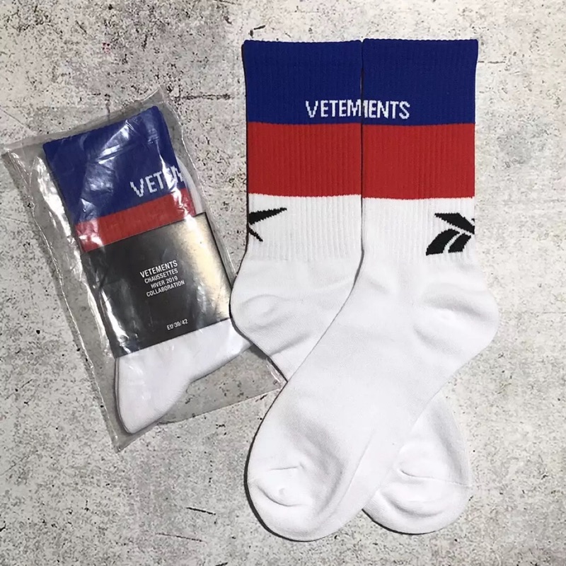 「英國公司貨」VETEMENTS  X Reebok logo-intarsia blend socks 拼色