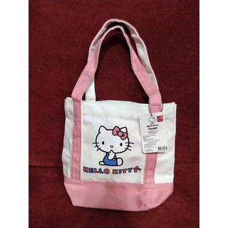 三麗鷗 Hello Kitty 帆布肩背購物袋 KT kitty 購物袋 手提購物袋 帆布購物袋 補習袋