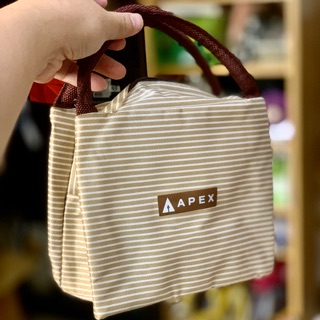 APEX保溫袋 APEX 拉鍊式 保溫保冷袋 便當袋 野餐袋 咖啡色 條紋