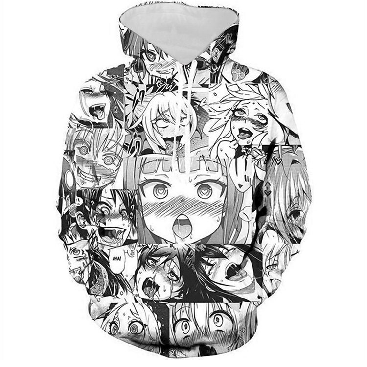 2019爆款アヘ颜女孩高潮表情二次元图案啊嘿颜表情3d 帽t 大學t 外套休闲搞怪运动3d印花t卹 蝦皮購物