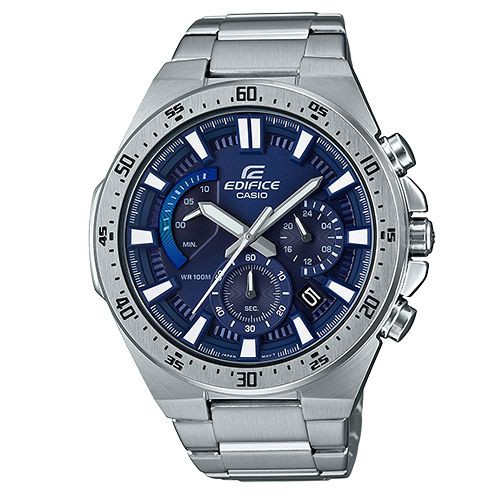 【CASIO】EDIFICE 經典商務三針三眼不鏽鋼錶-藍面(EFR-563D-2A)正版宏崑公司貨