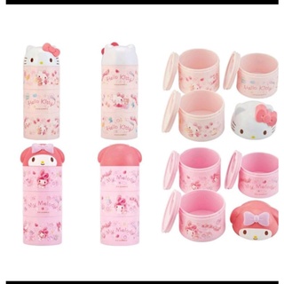三麗鷗Hello Kitty 美樂蒂 日製 造型蓋三層微波便當盒 圓形便當盒 塑膠便當盒 保鮮盒 (大臉) 還有筷子