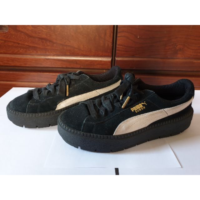 Puma 韓國限定版麂皮厚底增高jungkook 同款正版黑色bts 田柾國二手 蝦皮購物