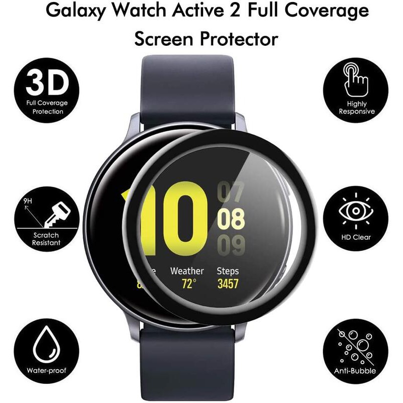 滿版含邊框: 44mm專用《台北快貨》Galaxy Watch Active2 3D曲面保護貼